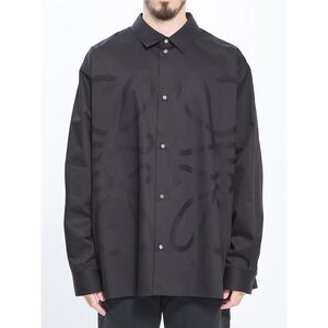 LOEWE Men's Anagram Pattern Button-Front Shirt Men BLACK Shirts